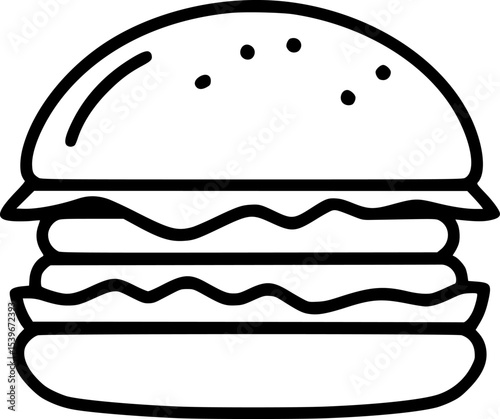 Burger – Black Lineart Vector Fast Food Icon