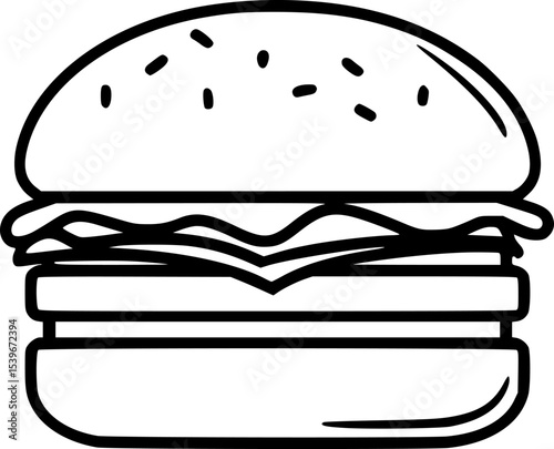 Burger – Black Lineart Vector Fast Food Icon