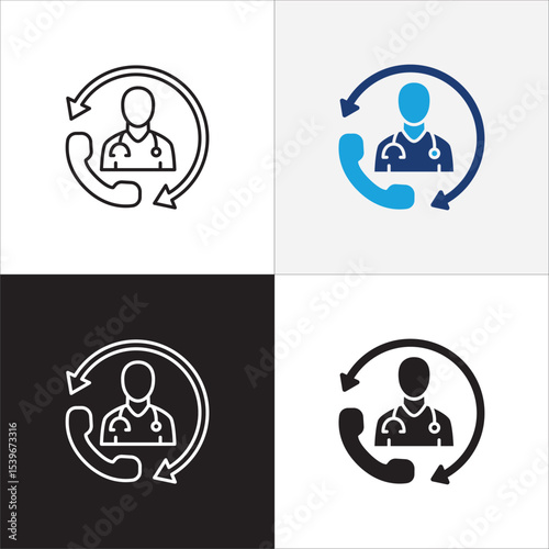  Doctor icon. Doctor consultation digital apps icon. Healthcare contact symbol. Icon symbol compatible for health service, hospital, clinic and medical. Vector illustration.