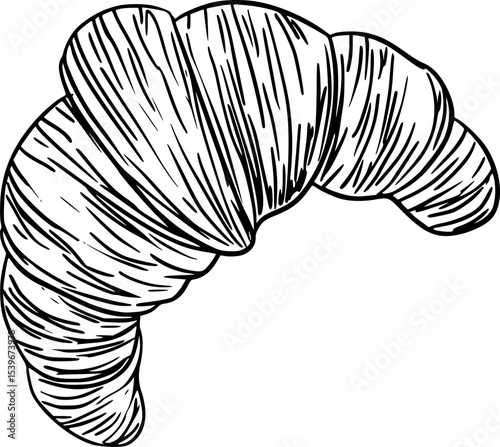 Croissant – Black Lineart Vector Bakery Food Logo