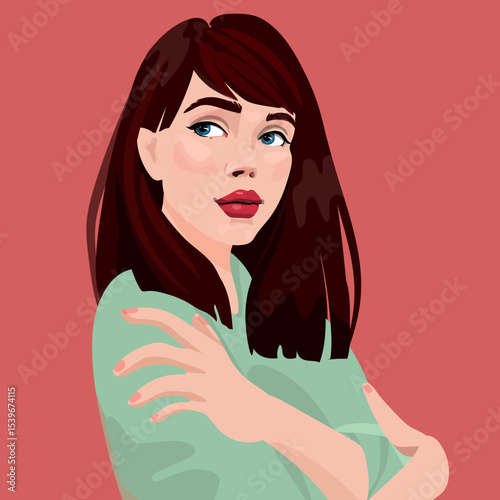 young beautiful girl with bright spring makeup. fashionable modern hairstyle. beautiful face of a woman. Avatar for social media. 