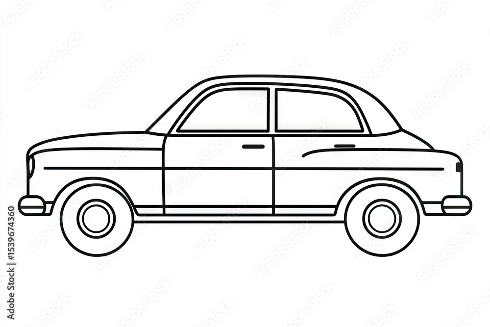 custom made wallpaper toronto digitalOutline drawing of a vintage automobile.