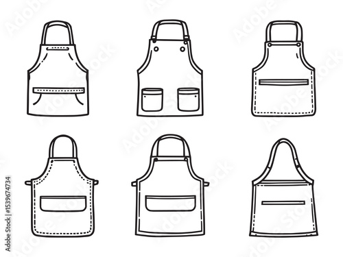 basic apron outline vector for cooking and baking art
