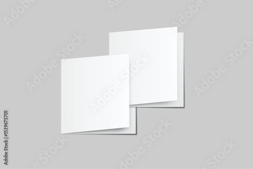 Square open Leaflet, bi fold mockup template .Blank paper, thank you card, notecards, note paper, greeting card, wedding invitation, postcard, brochure or creative work for presentation of design