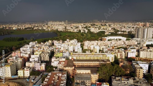 Ariel video of beautiful Bangalore City in India	