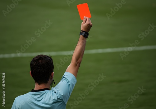 Referee Showing Red Card During Soccer Match
