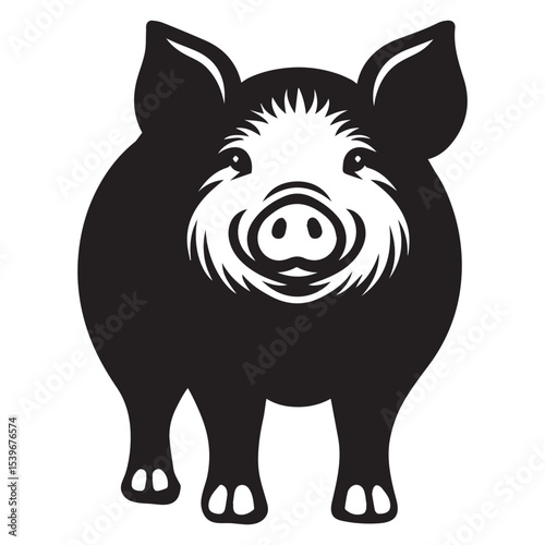 Black and White Pig Silhouette Clipart for Funny Farm Animal Designs

