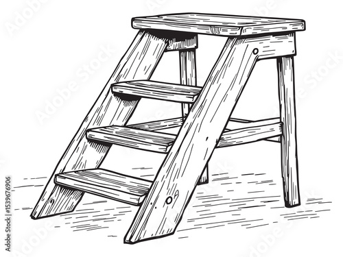 Basic step stool icon vector with simple line style