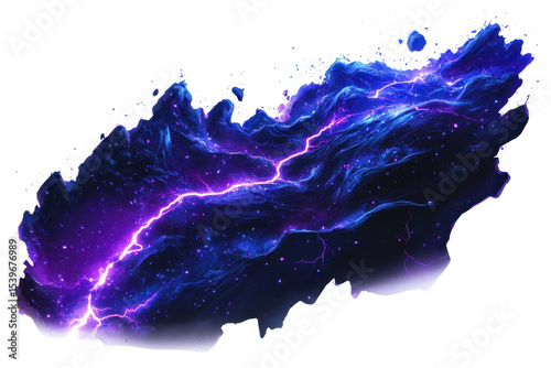 Captivating energy and glowing lightning electrify the night sky with vibrant purple hues and dynamic patterns of light in a stunning display of natural forces