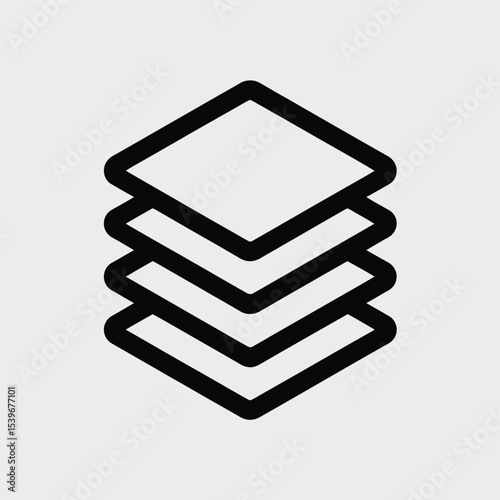 Abstract illustration of stacked diamond shapes in black and white perfect for ui icons and graphic design elements