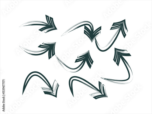 collection of black arrow icons pointing up and down designed for direction-based layouts, navigational guides, infographics, and web design purposes