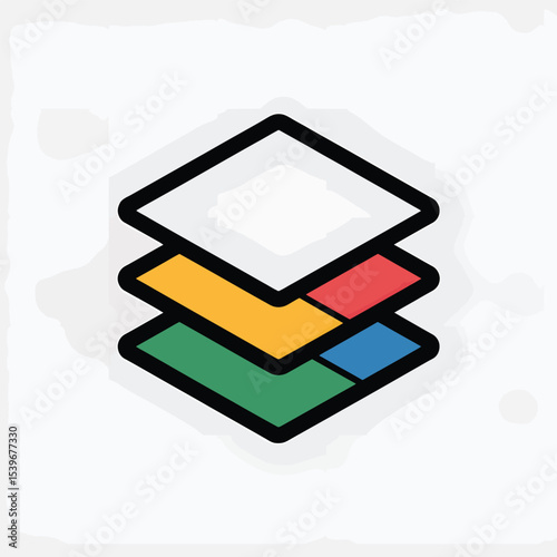 Abstract stacked layers logo icon in vibrant colors suitable for design concepts and digital interface elements or app development