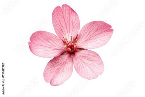 Stunning pink cherry blossom isolated on white background showcasing delicate petals and intricate details under natural lighting