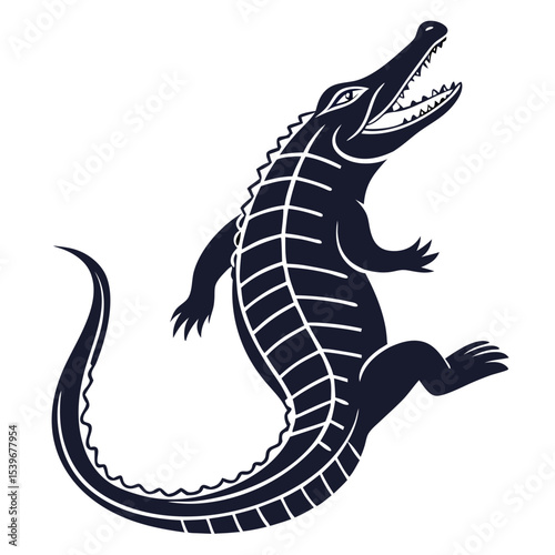 Crocodile Vector Illustration – Detailed Reptile Design for Wildlife and Nature Projects

