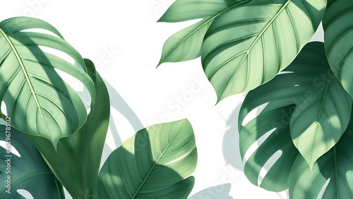 A seamless pattern of vibrant green leaves on the ground bathed in sunlight, illustrating natural growth and a lush garden design