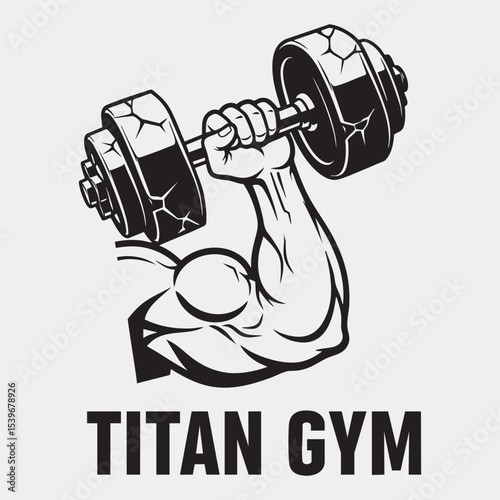  Vector Logo- Flexed Arm with Dumbbell - 