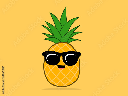 Pineapple. Illustration of pineapple fruit with isolated cartoon style on white background. summer fruits, for a healthy and natural life, Vector illustration.