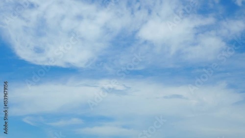 Sky timelapse, blue sky, white clouds on a clear day