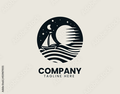 Adventurous sky sailor character with compass and map in detailed vector logo illustration for travel companies