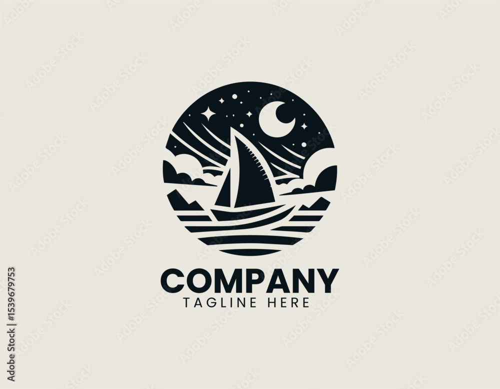 Obraz premium Modern minimalist sky sailor silhouette with abstract cloud and wing elements for clean vector logo identity