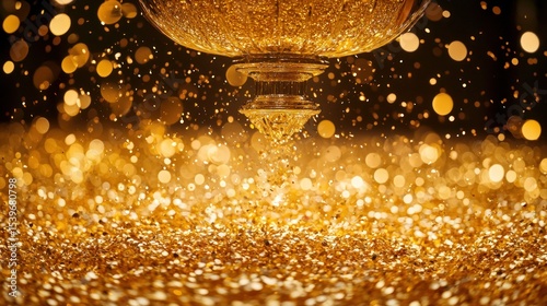 Golden liquid, bokeh highlights, bright and shiny