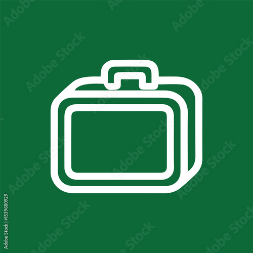 Stylish White Lunchbox Icon Design on Emerald Green Background