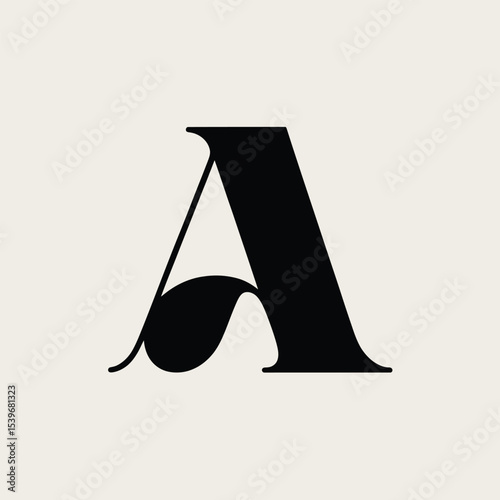 Elegant black letter a on a creamy background for graphic design projects minimalist typography for branding and aesthetic appeal