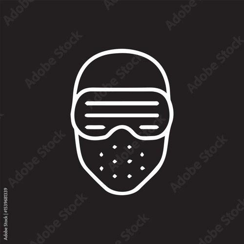 Icon of Protective Gear with Goggles and Mouth Guard Design Element