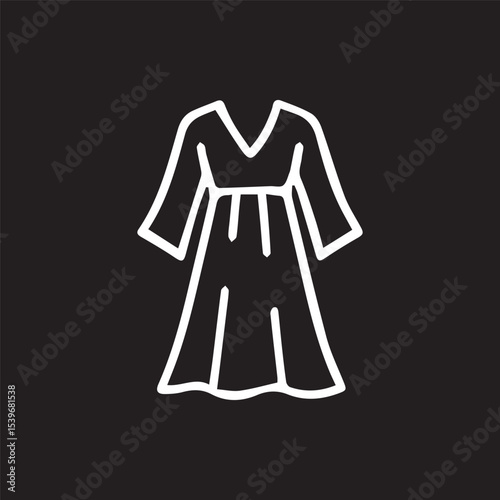Elegant Dress Illustration Simple Fashion Icon Style On Dark Backdrop