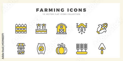 10 Farming Two Color icons pack. vector illustration.
