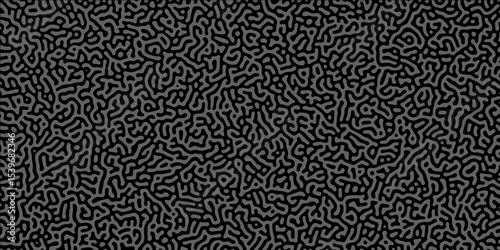 Abstract Turing organic wallpaper background. Linear design with biological shapes. Organic lines in Memphis. 260Turing reaction diffusion monochrome seamless pattern with chaotic motion.