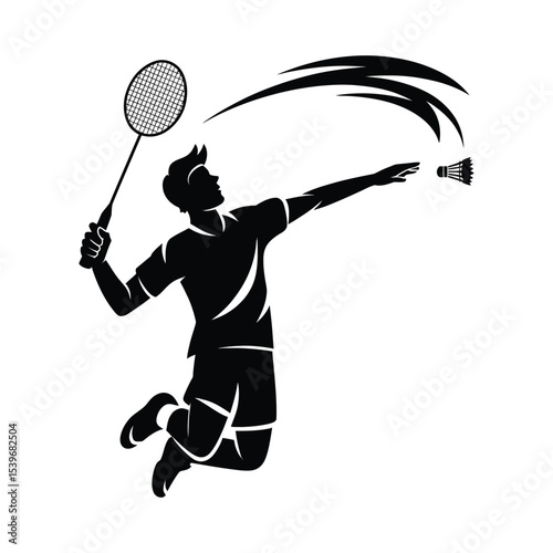 Dynamic Badminton Player Smash Logo Design

