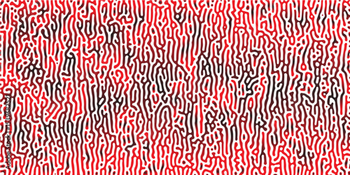 Abstract Turing organic wallpaper background. Linear design with biological shapes. Organic lines in Memphis. 260Turing reaction diffusion monochrome seamless pattern with chaotic motion.
