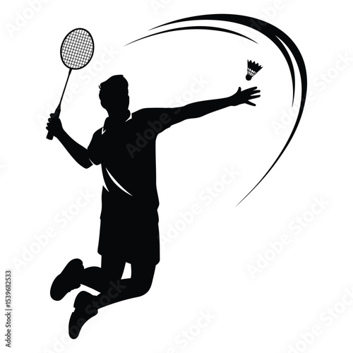 Dynamic Badminton Player Smash Logo Design

