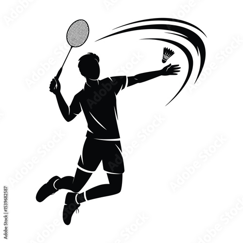 Dynamic Badminton Player Smash Logo Design


