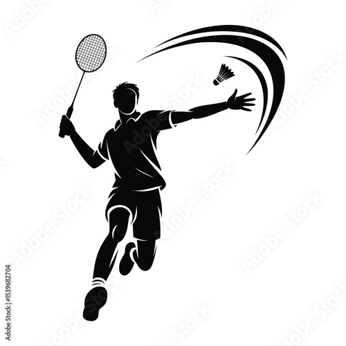 Dynamic Badminton Player Smash Logo Design

