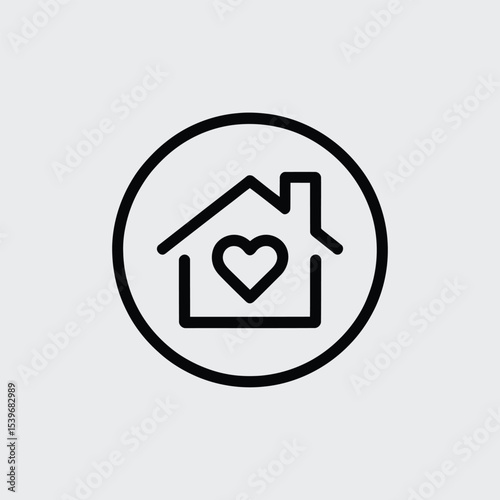 Love home icon illustrating family comfort and a symbol of domestic bliss within a rounded shape perfect for a range of design projects and conceptual themes.