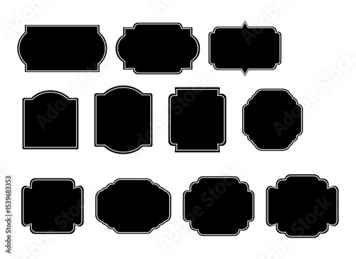 Vector illustration Vintage label collection with ornate frames and elegant silhouettes. Decorative badge shapes for product packaging, branding and logo design. Vector templates set with blank, empty
