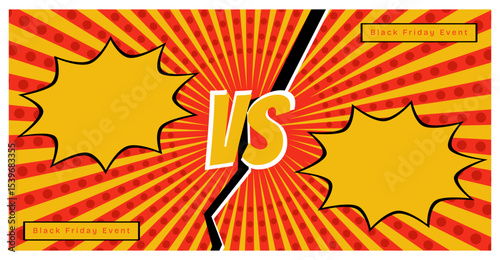 Vector illustration comic background with red and yellow color variations. With half tone pattern. Bubble text sales, discounts etc. Suitable for marketing design on the web, advertisements etc.