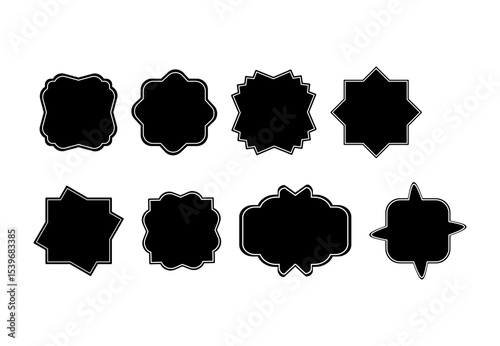 Vector illustration Vintage label collection with ornate frames and elegant silhouettes. Decorative badge shapes for product packaging, branding and logo design. Vector templates set with blank, empty
