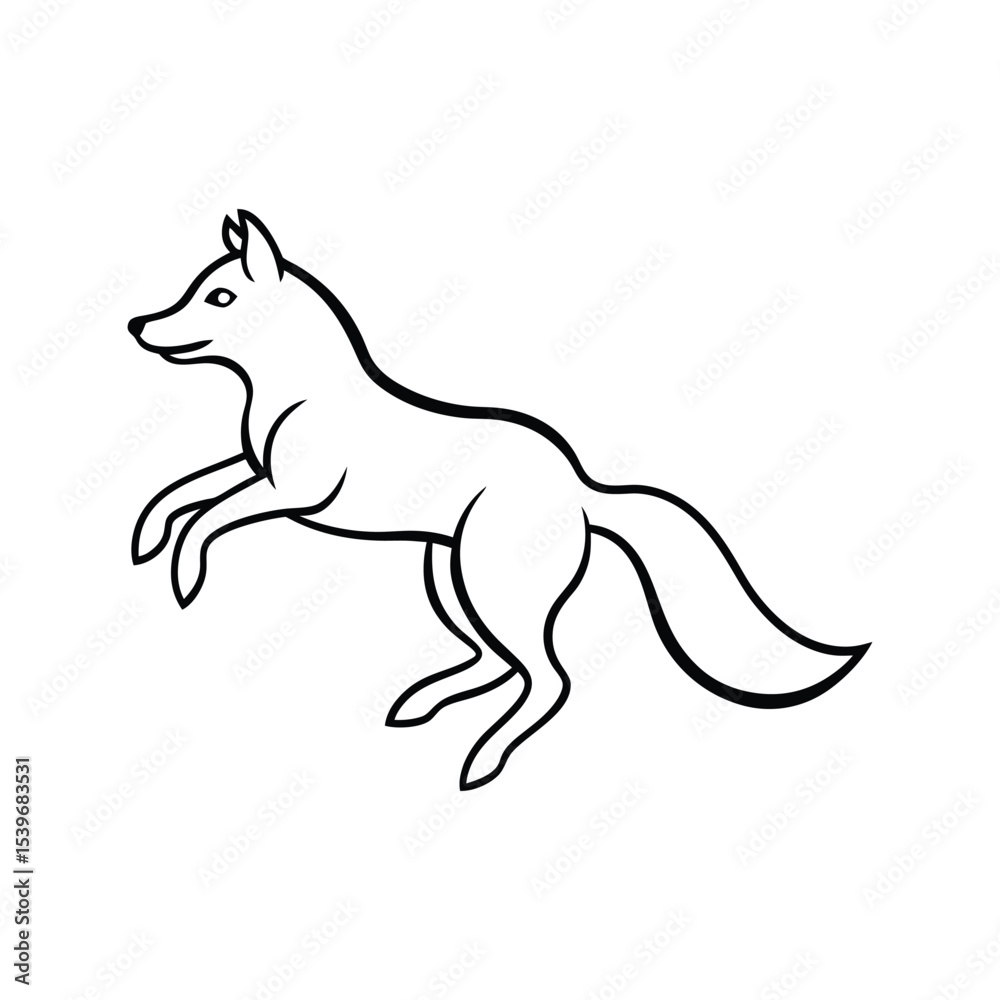 Fototapeta premium jumping wolf line art