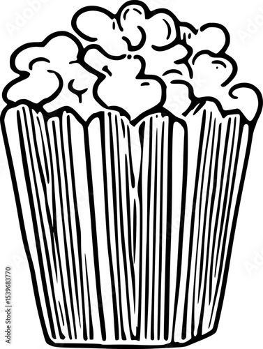 Popcorn Bag – Black Lineart Vector Snack Food Logo