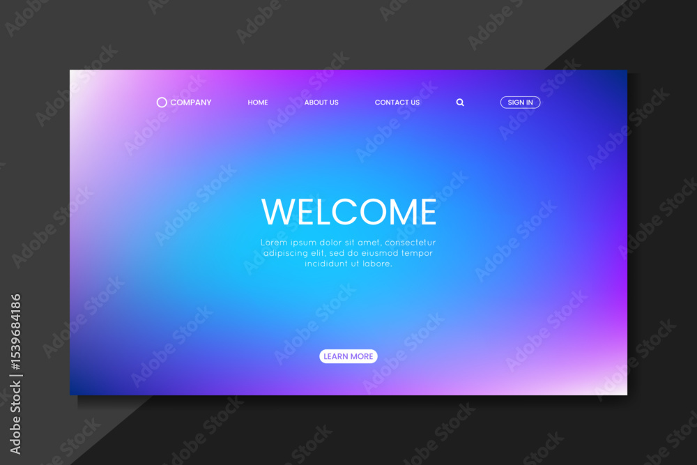 Fototapeta premium Gradient Blue Purple Landing Page – Modern Website Homepage UI Design