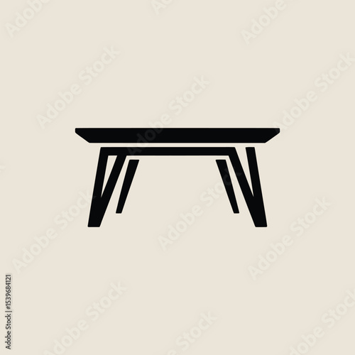 Minimalist table design illustration graphic in black color with angled legs suitable for interior design and furniture concepts