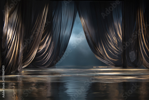 Floating Product Display Platforms – Glass & Concrete Surfaces with Ocean and Sky Backdrop