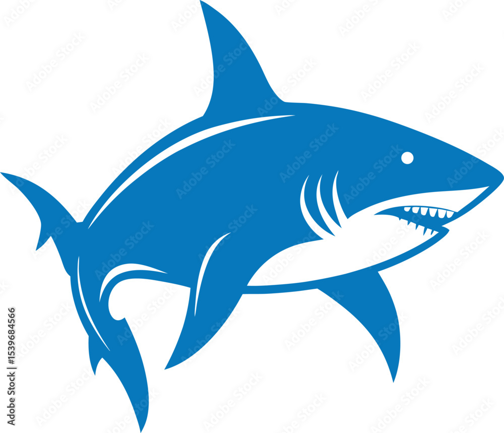 Obraz premium Shark Silhouette Vector Illustration Isolated on White Background