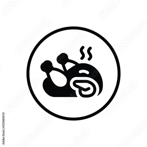 Black solid icon for chicken