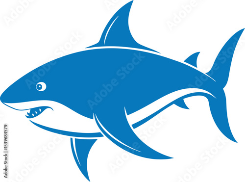 Shark Silhouette Vector Illustration Isolated on White Background