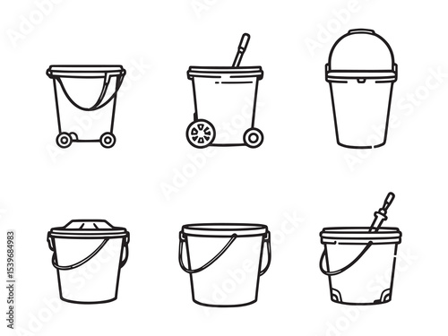 Black and white line drawing of mop bucket tool