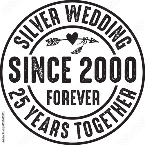 Silver Wedding Anniversary 25 Years Together Since 2000 - Forever Love
